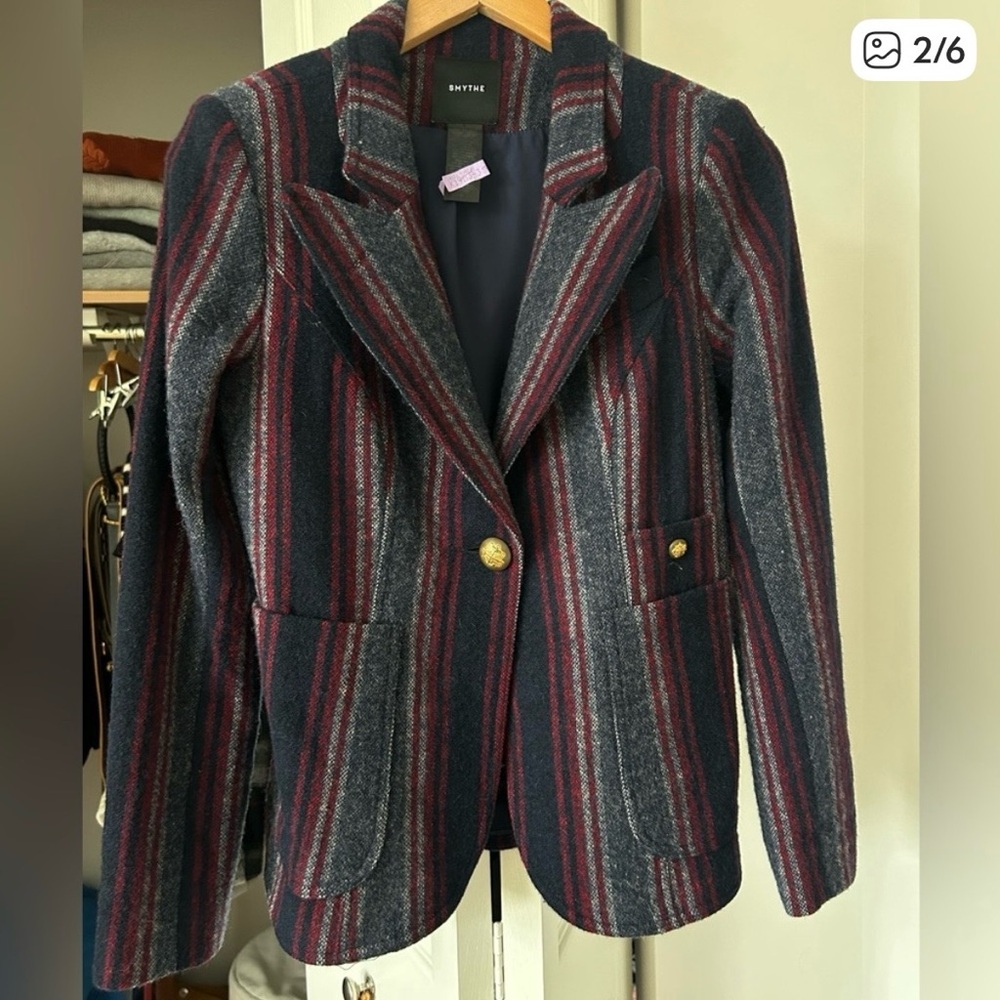Smythe One Button Wool Stripe Blazer - 4